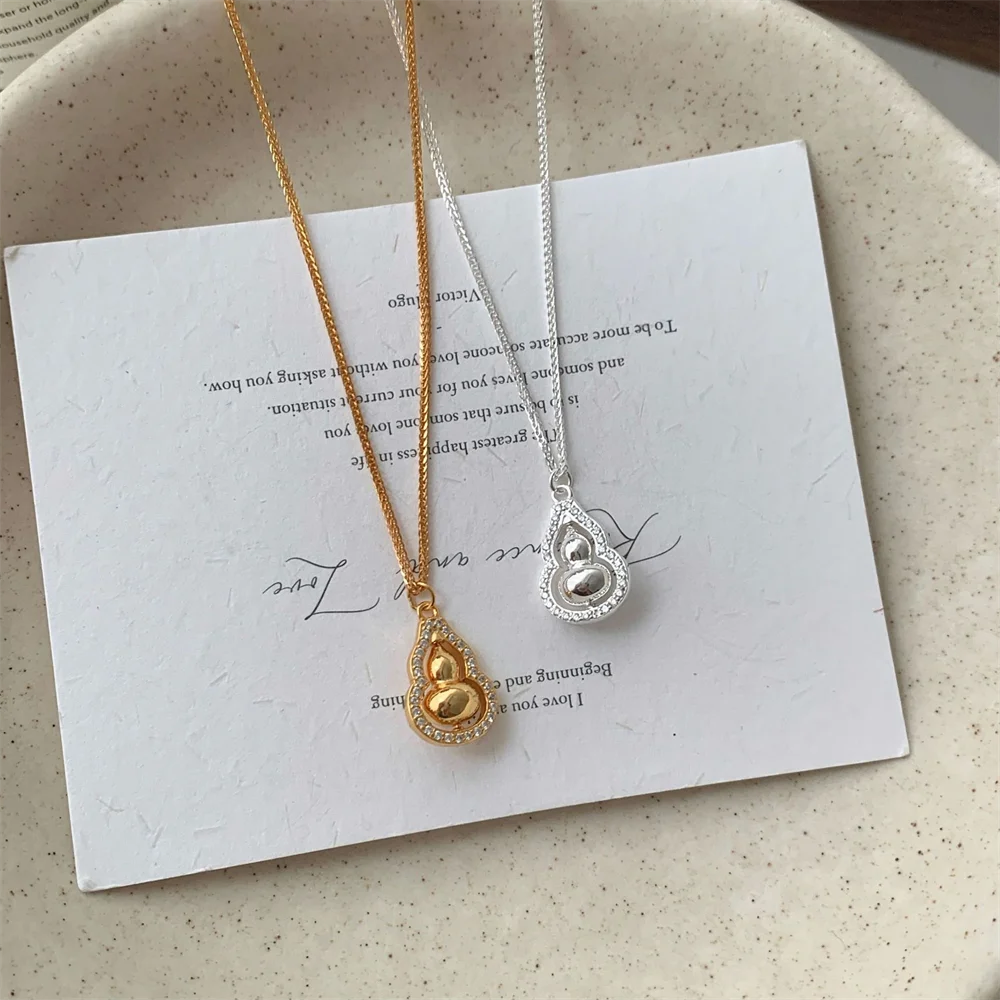 

Женское колье из стерлингового серебра S925 в корейском стиле, тыква с цирконом, винтажная нишевая универсальная цепочка на ключицу