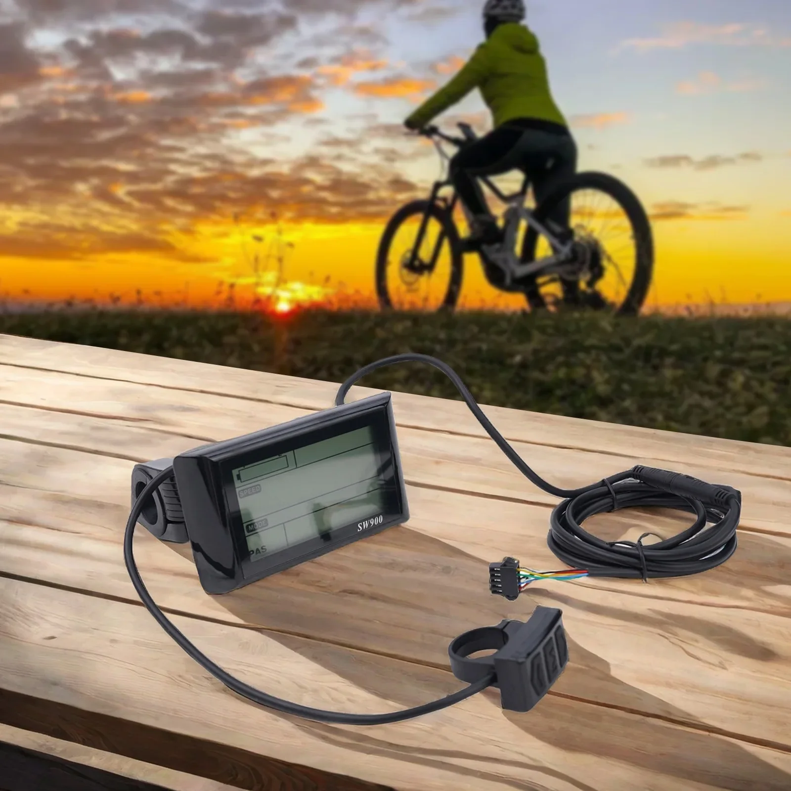 Electric Bicycle SW900 LCD Display for 24V to 60V with Voltage Detection and Riding Data Monitoring Functionality