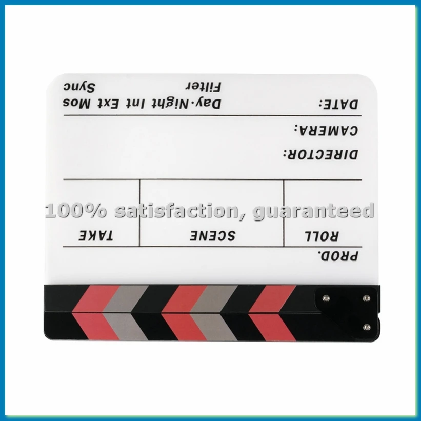 ClapperBoard Acrylic Movie Action Clap-Stick Director Film Clapboard, Ideal for Film, TV, and Video Productions White-A51M