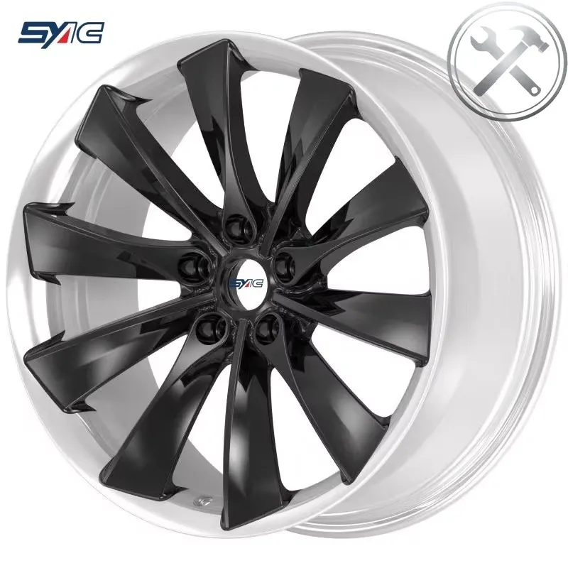 

Custom 19 Inch 6061 Forged Aluminum Alloy Wheel Rims PCD5x114.3 Black Spoke White Lip Factory Wholesale Price