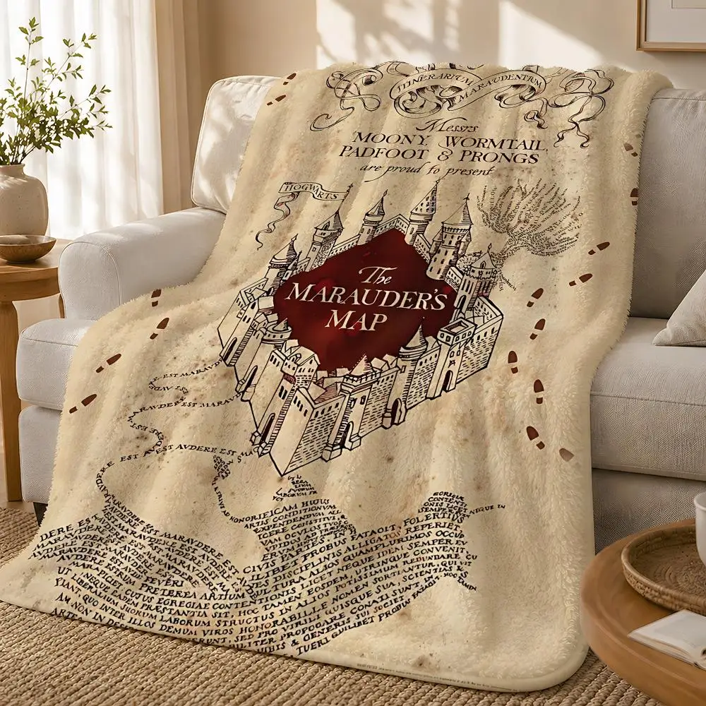 The Marauder's Map Throw 1pc Flannel Blanket Soft Lightweight Warm Cozy For Bedroom Sofa Bed