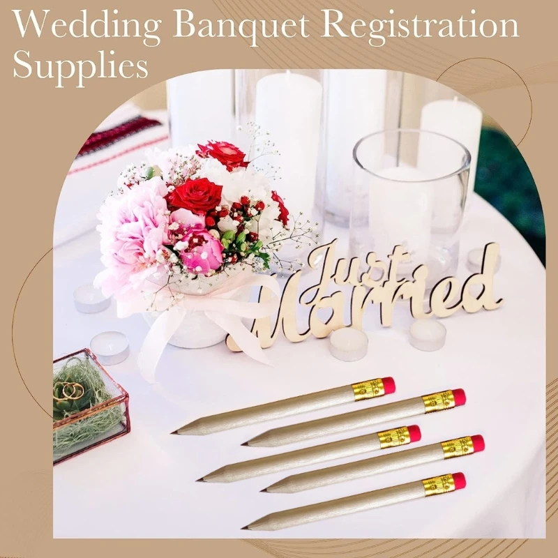 50ชิ้นรอบไม้มินิดินสอสำหรับโรงเรียนห้องเรียนเจ้าสาวจัดงานแต่งงานอุปกรณ์สำนักงานK1KF