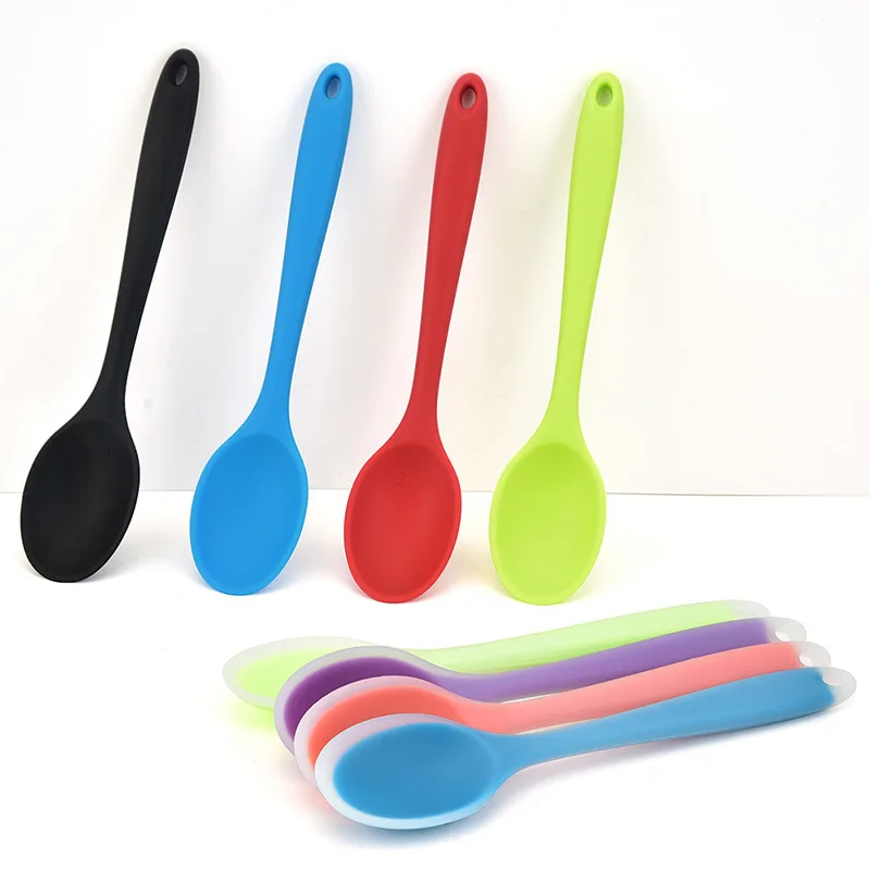 8 Colors Silicone Spoon Heat Resistant Easy To Clean Non-stick Rice Spoons High Temperature Spoon Tableware Utensil Kitchen Tool