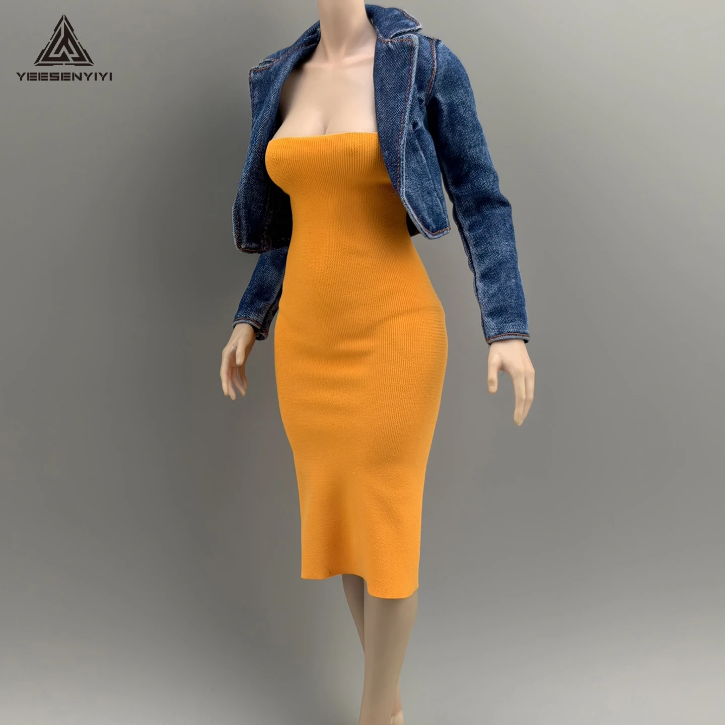 Vestido bandeau bainha de 12 polegadas, escala 1/6, para figura de ação feminina, elástico, meia panturrilha, vestido bodycon para bonecas bjd de 30cm, parte superior do tubo