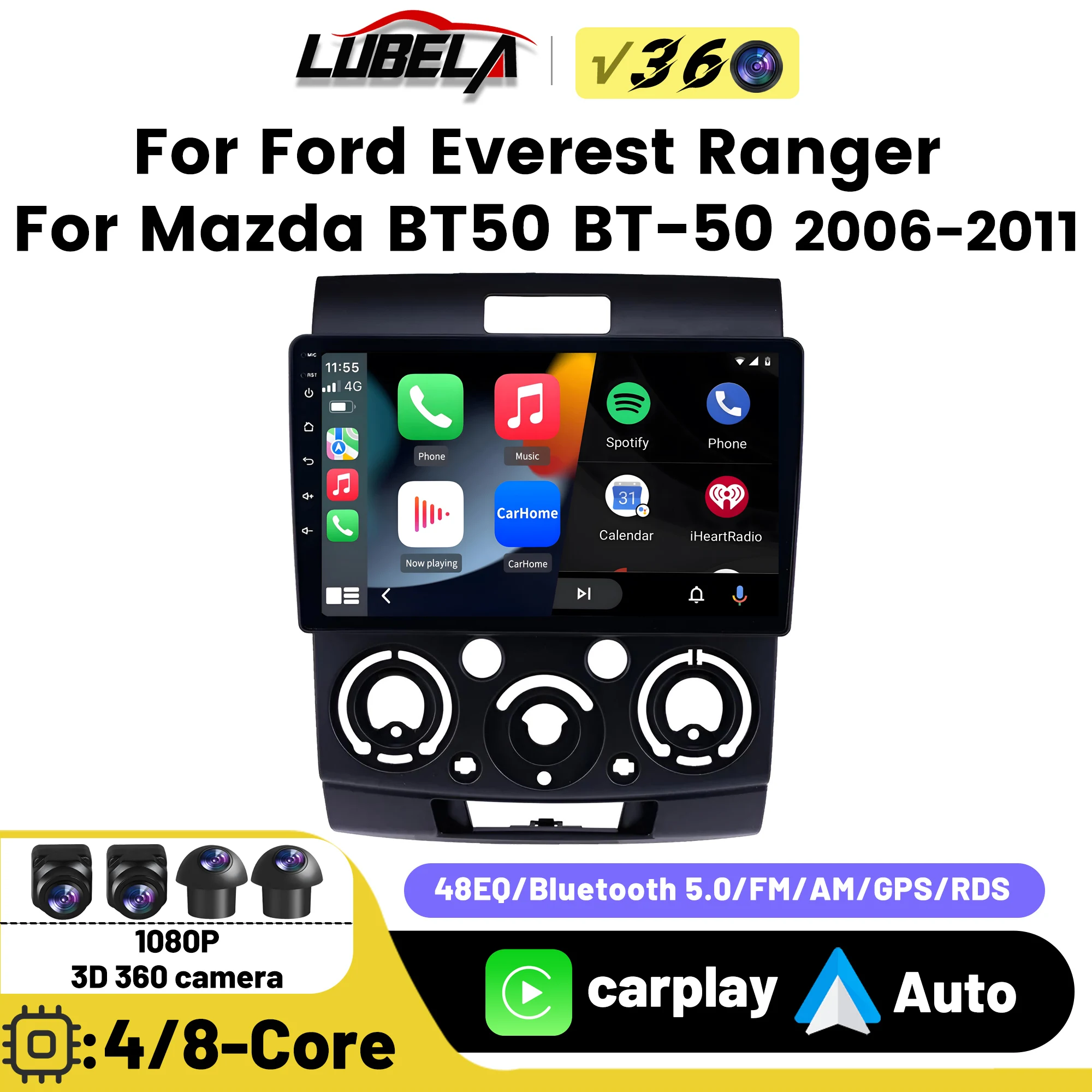 

Android 13 For Ford Everest Ranger Mazda BT50 BT-50 2006 2007 - 2011 Car Radio carplay 360 camera GPS Multimedia Video Player