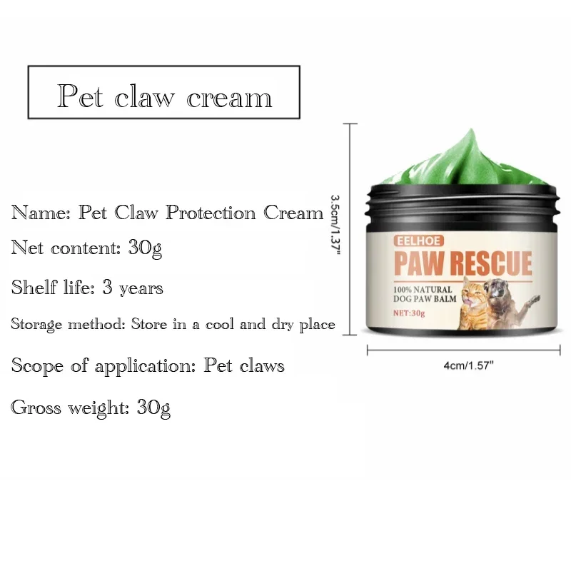 Gbbma 30g Natural Effective Safe Cream Butter Paw Balm For Cat Protects Dry Paw Dog Paw Hot Pavement Protection Wax