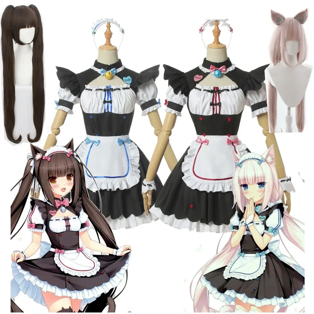 Costume de Cosplay Vanilla pour Femme, Robe de Demoiselle d'Honneur, Tenue de Jeu, Uniforme de Chat Neko, Chocola Vanilla OVA, en Stock