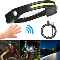 USB Rechargeable COB LED Headlight Waterproof Sensor Headlamp Lamp with Built-in Battery Flashlight Outdoor Lighting Work Light