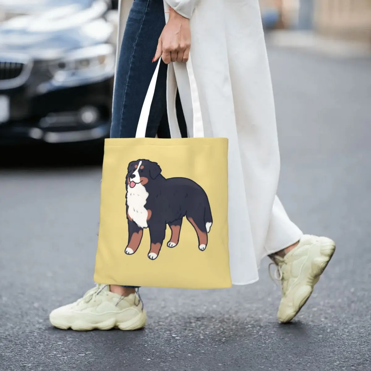Bolsas de compras para perros de montaña bernés, lona reutilizable, bolso de mano, bolso de viaje para mujer