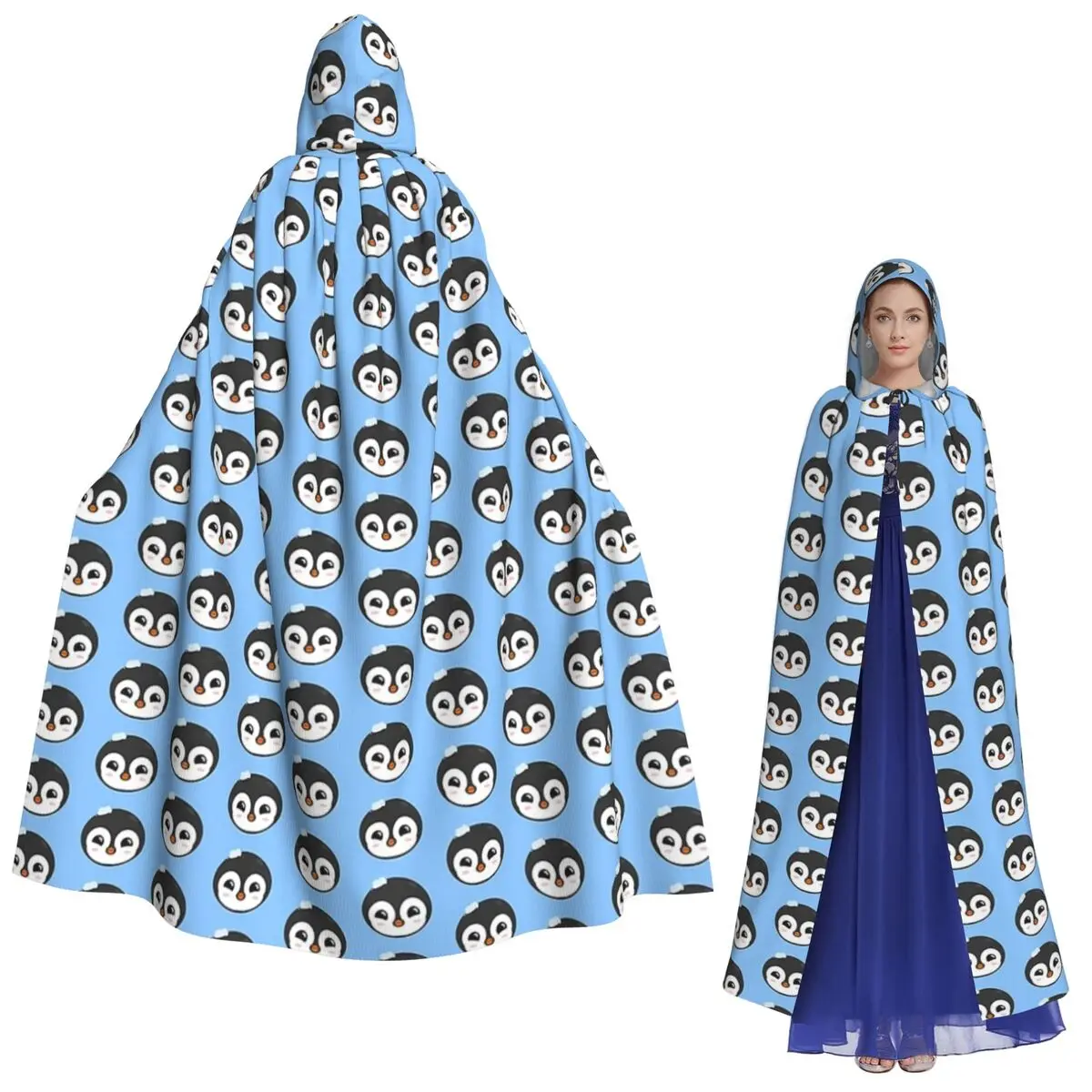 

Cute Penguin V1 Long Hooded Cloak Witch Medieval Costume Cosplay Cape HalloweenCoat Adult Unisex