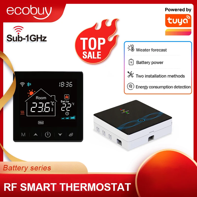 Tuya Smart Home Wifi Wireless Thermostat RF Battery Gas Boiler Water Heating Digital Temperature Controller Alexa Google Home