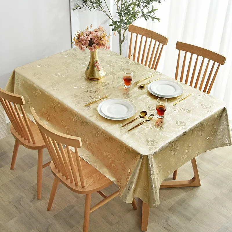 

Waterproof Tablecloth No-wash Table Tablecloth Pvc Gold Stamping Fabric Coffee Table Cloth Placemat Oilproof Table Cloth