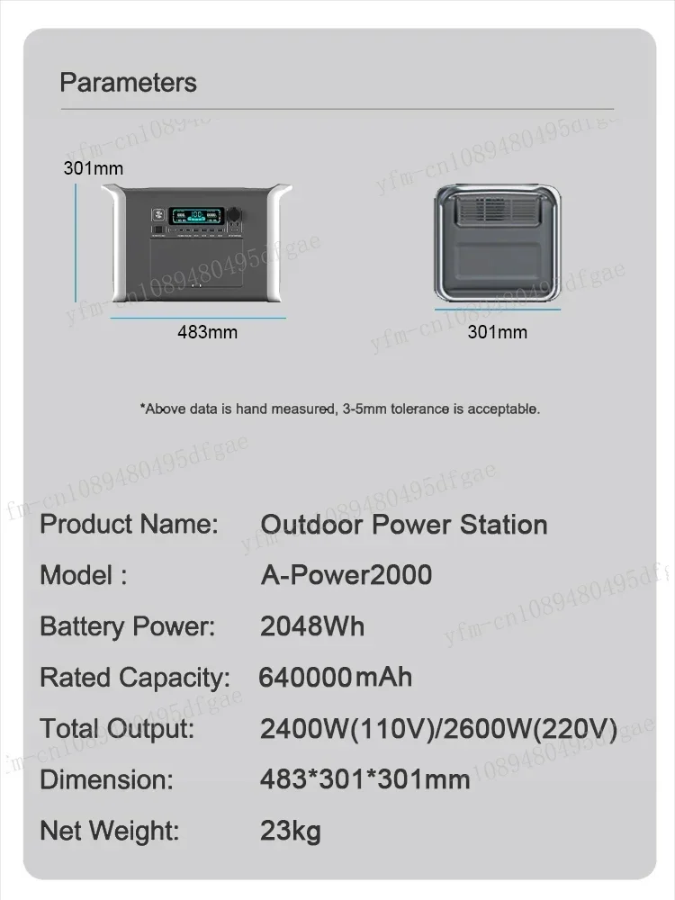 Przenośna elektrownia 2600 W Lifepo4 Baterie Zewnętrzny mocny power bank 640000 mAh Bateria wtórna o dużej pojemności Camping