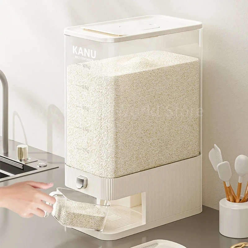 10KG Rice Storage Box Sealed Moisture Proof Insect Proof with Push Food Storage Box Dry Food Rice Dispenser Home Kitchen Storage