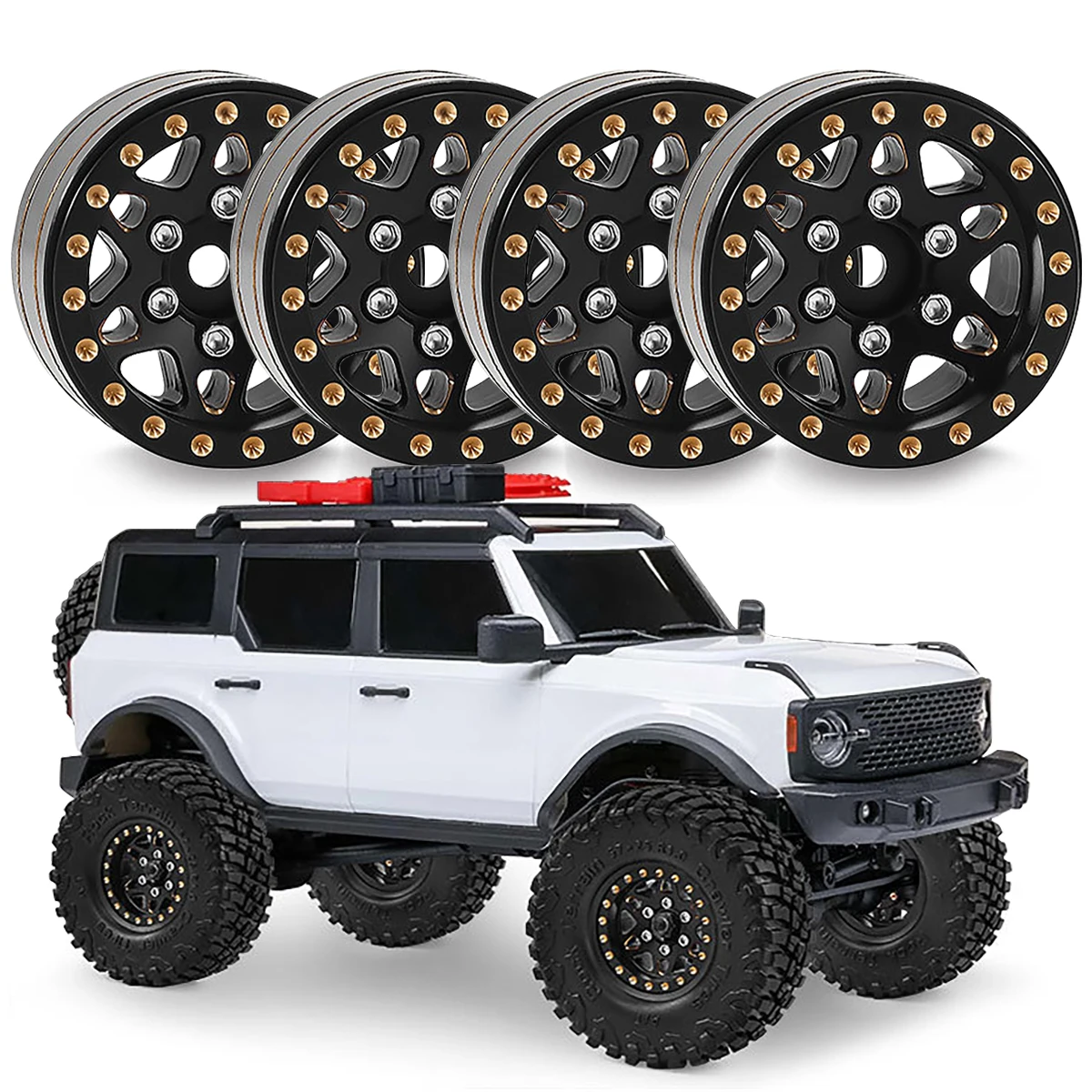 

1.0 inch Brass Beadlock Wheel Rims for 1/18 1/24 RC Crawler Car TRX4M Axial SCX24 AX24 FMS FCX24 Metal Upgrade Wheel Hub Set