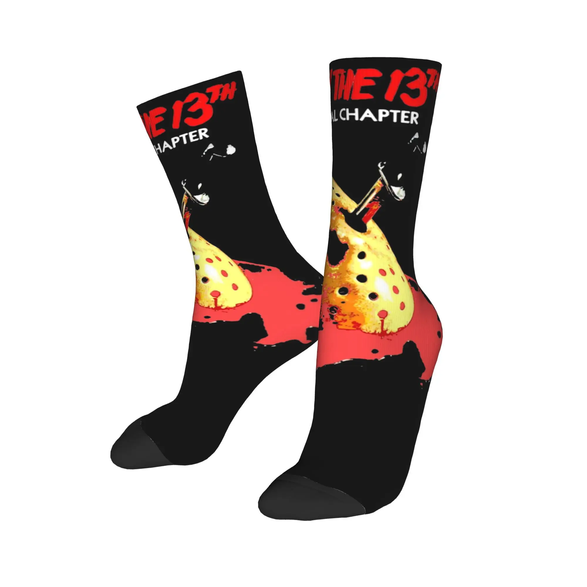 Friday 13th Jason Voorhees  Printing Crew Socks Merch for Sports Wear Non-slip Horror Movie Halloween Stockings