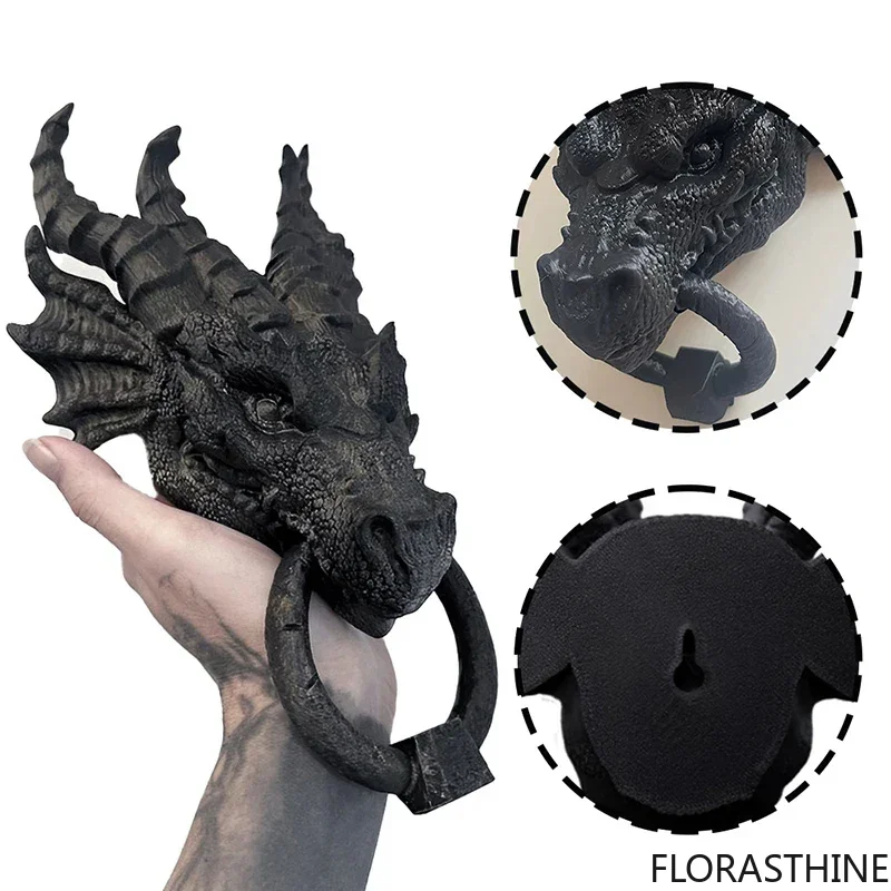 Dragon Door Knocker Goth Home Decor Gothic Home Dragon Decor Wall for Office Head Statue Decoration
