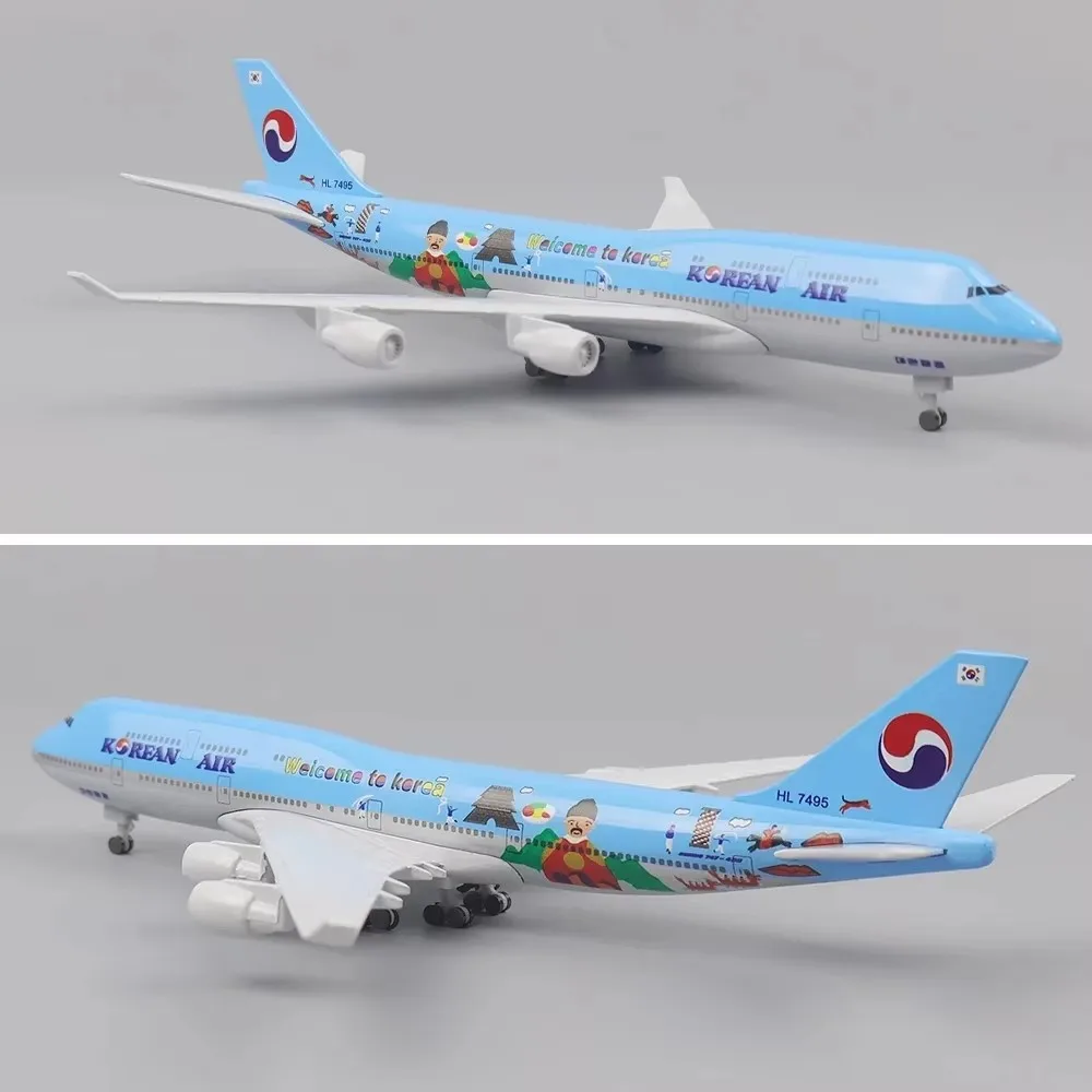 20cm 1:400 Metal Aircraft Model Korea B747 Metal Replica Alloy Material With Landing Gear Ornament Children's Toys Birthday Gift