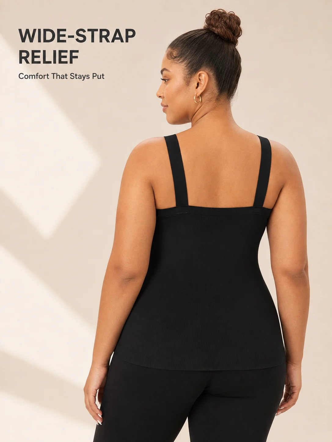 Women's Plus Size Wireless Seamless Bra Tank Top with Removable Pads Wide Straps Ribbed Breathable Thermal Warm Vest for Sports