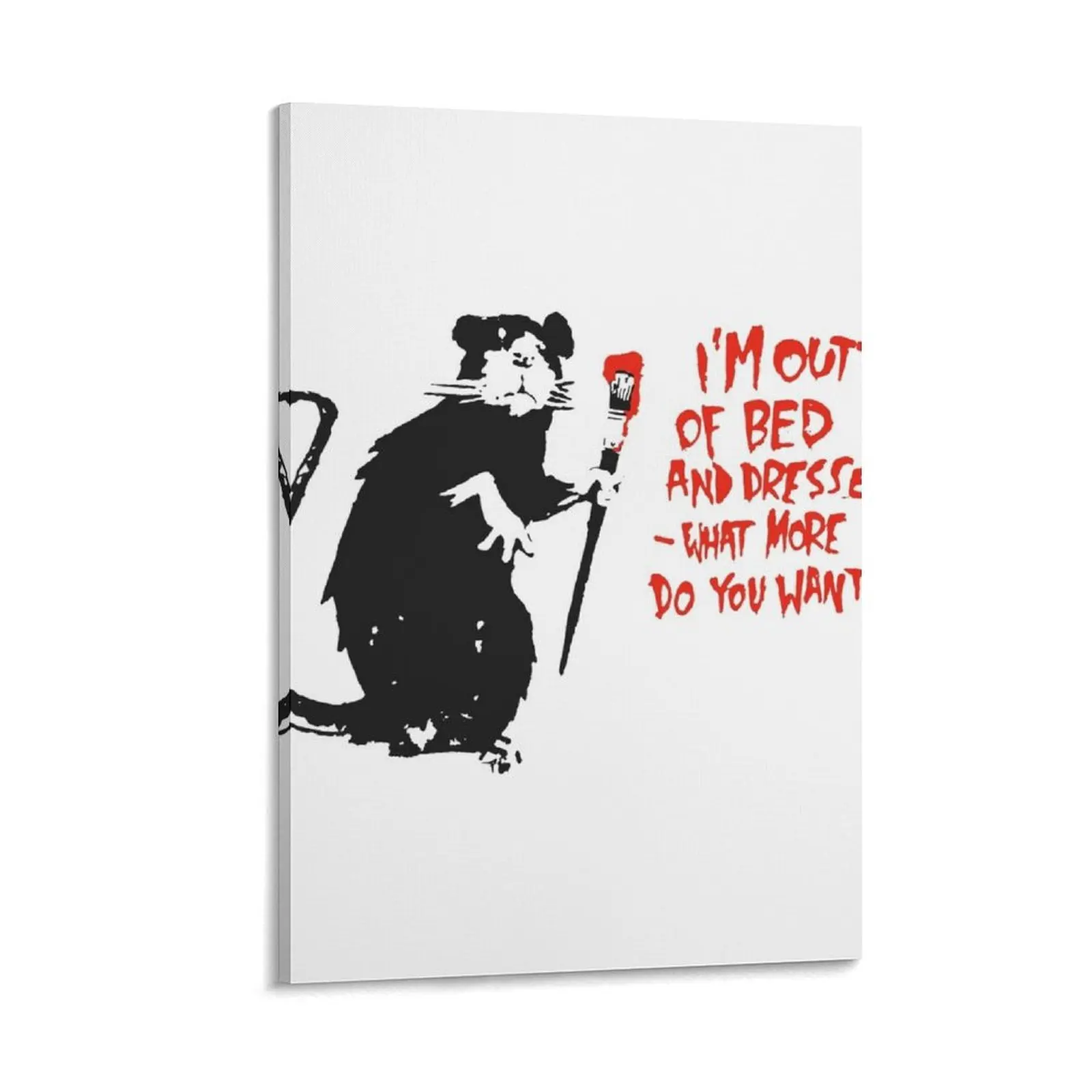 BANKSY Out Of Bed Rat Canvas Painting Wall posters office decoration accessories for home decor wall art