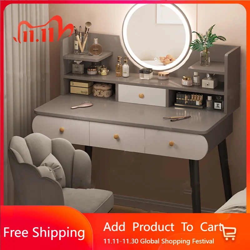 

Modern Makeup Dressing Table Storage Cosmetics Jewelry Drawers Makeup Dressing Table Shelf Girl Vestidores Trendy Furniture