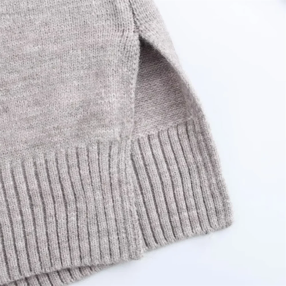 Women's autumn and winter new product gray soft round neck long sleeved flat needle pullover sweater knitted sweater