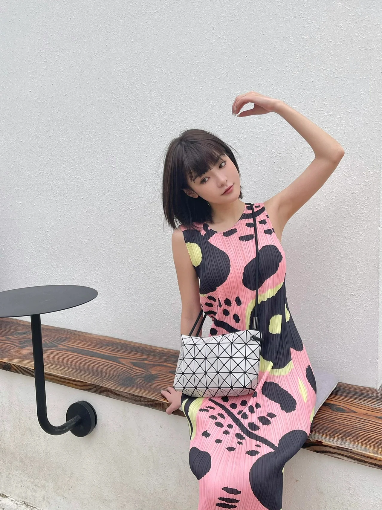 Summer Floral Print Loose Fit Svel round Ne Gown Pleated Slimming A-Line Dr Commute Polyester Fabric Waist-Cinching