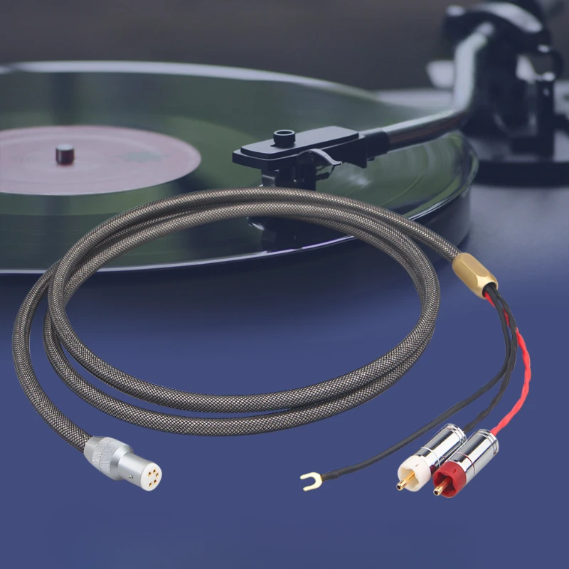 

Hi-end LP Vinyl Record Tonearm Cable HiFi Audio Signal Line RCA To 5 Pin XLR Female with Ground Wire