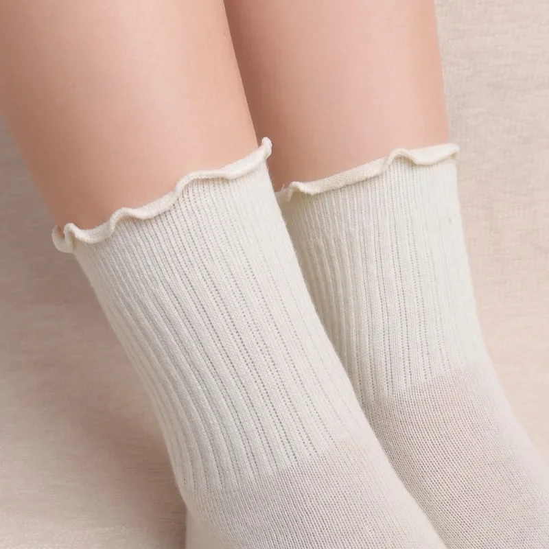 1/2/3pairs Cotton Ruffles Ankle Socks Women Lolita Cute Kawaii Korean Stocking Girl Spring Black White Middle Tube Japanese Sox