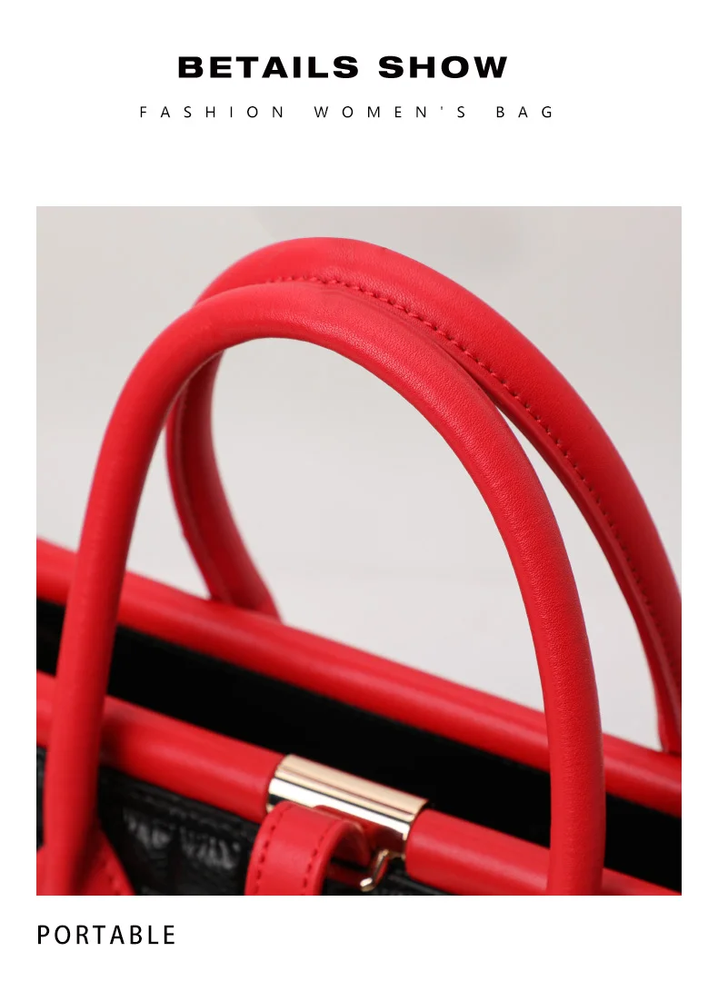 Neue Tragetasche aus Rindsleder mit Kroko-Prägung für Damen, farblich passende Handtasche, abnehmbarer Riemen, Umhängetasche für Pendler – Detail 13