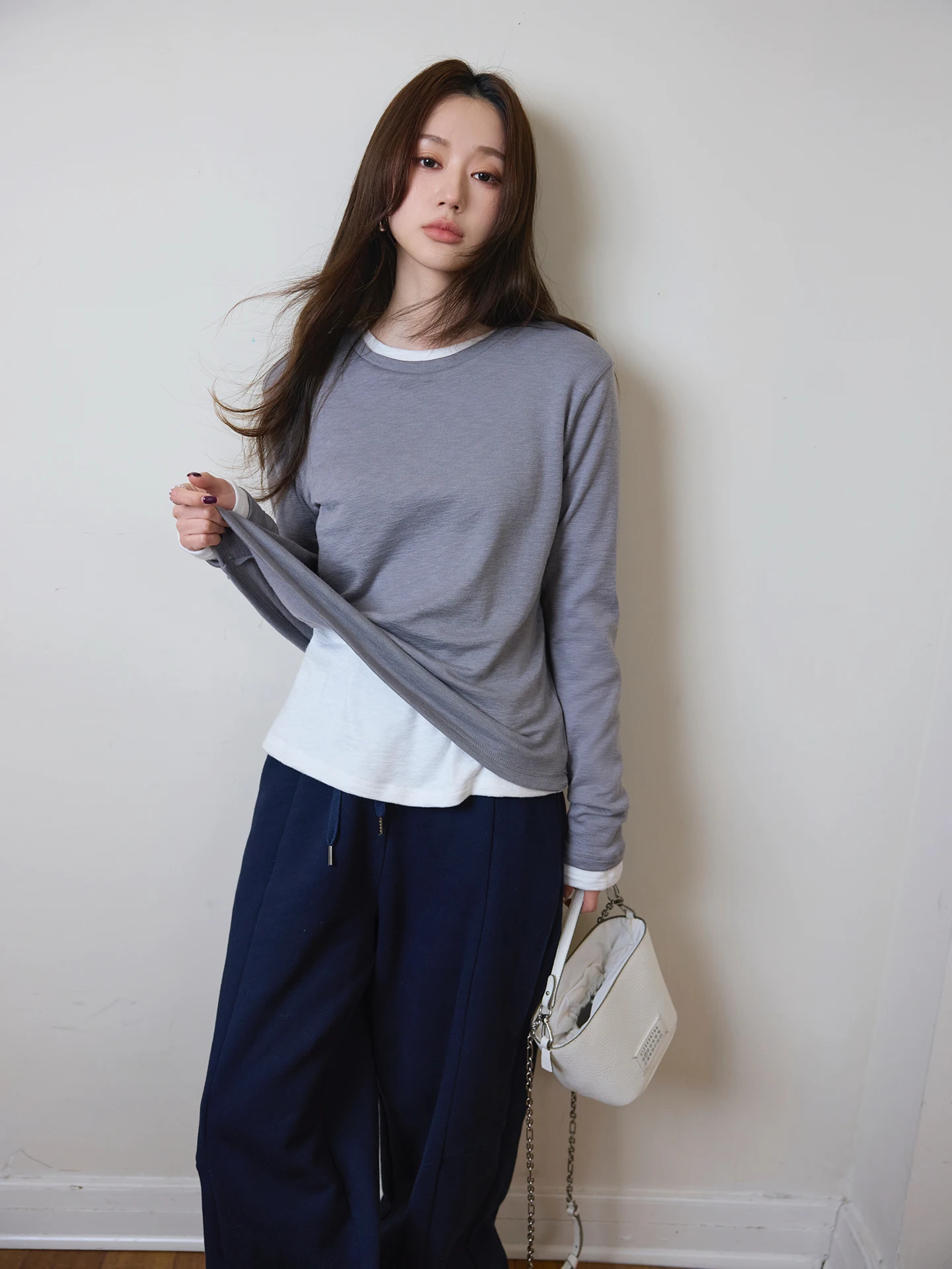 

Camelux Gentle Pile Cloud Sensation Thiened Basic T-irt Women's Comfortable Long Sve round Ne Pullover Cotton Polyes...