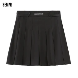 Semir 2024 Skirt Women Easy-Care A-Line Pleated Skirt Versatile Spring Letter Skirt For Small People Fashionable Temperament