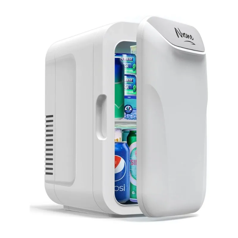 NXONE White Mini Fridge,8 Can/6 Liter Small Refrigerator,110VAC/ 12V DC Portable Thermoelectric Cooler, Warmer Freezer Skincare