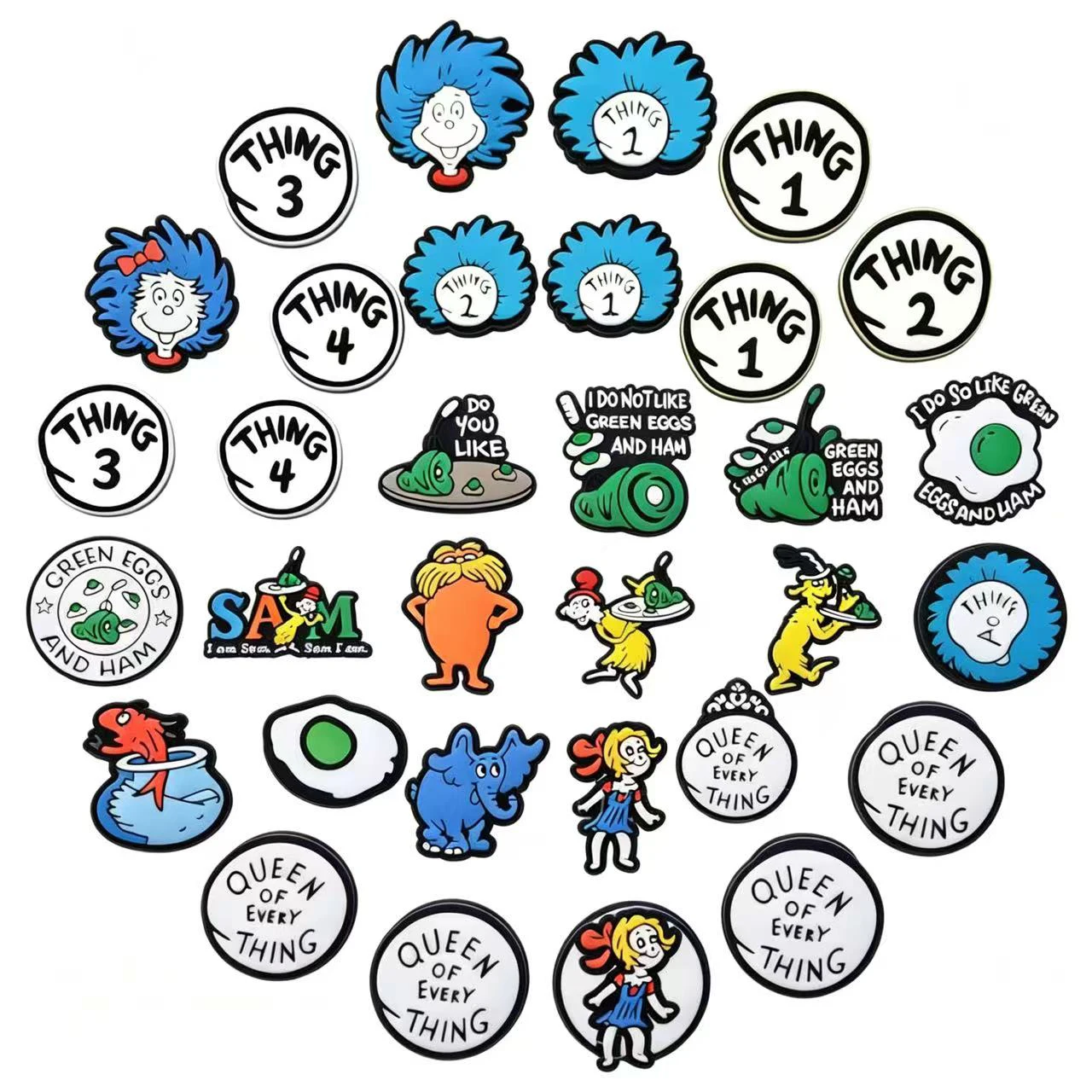 10/16/23pcs Dr.Seuss Shoe Charms For Slides Sandals, PVC Shoe Decoration Accessories For Christmas Birthday Gift Party Favor