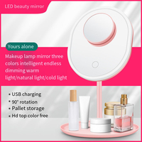 LED makeup mirror& Five fold mirror  supplementary lighting dressing desktop makeup mirror with tri color lighting