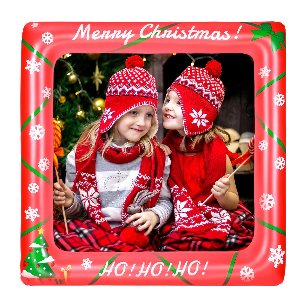 

Christmas Inflatable Frame Holiday Photo Booth Prop Blow Up Party Decoration Selfie Picture Pvc Festive Event Handheld Props