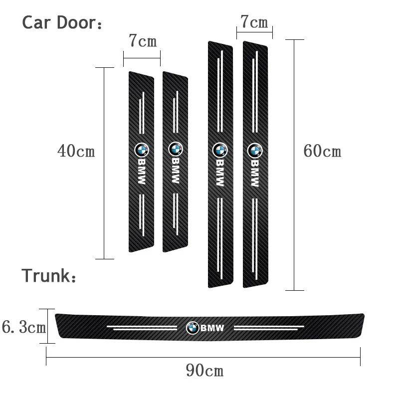 Car door panel protective stickers carbon fiber threshold scratch resistant stickers For BMW Performance E46 E90 F10 F30 X3 F20