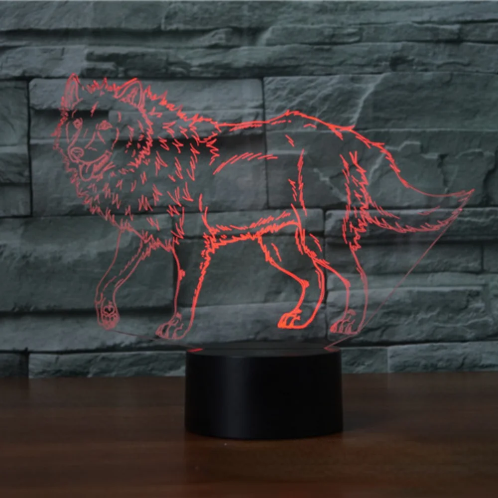 Nighdn Wolf 3D Lamp Led Night Light for Home Room Decor 7 Colors Touch USB Table Lamp Birthday Christmas Gift for Kids Men