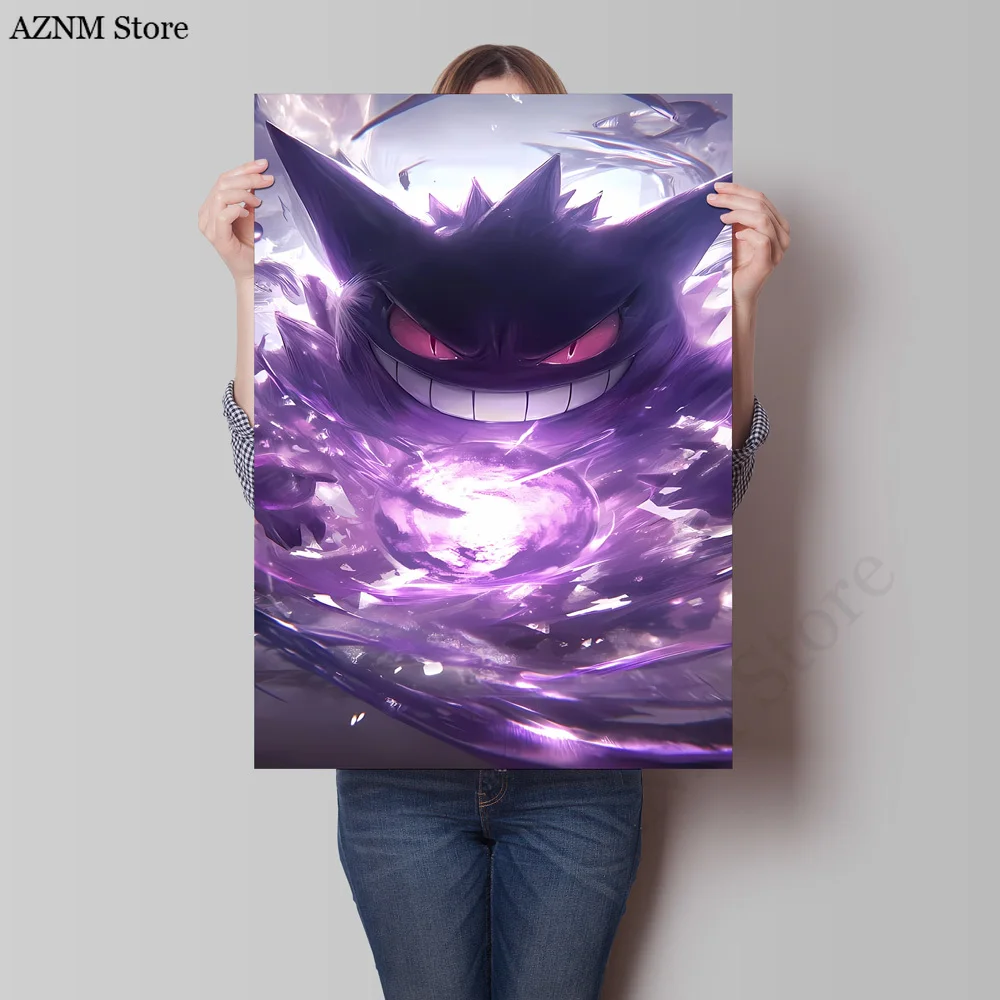 Pósteres de lona de alta calidad de Pokémon Gengar y Espeon, impresión de imagen de dibujos animados en alta definición, arte de pared que no se decolora, decoración para el hogar, regalo navideño