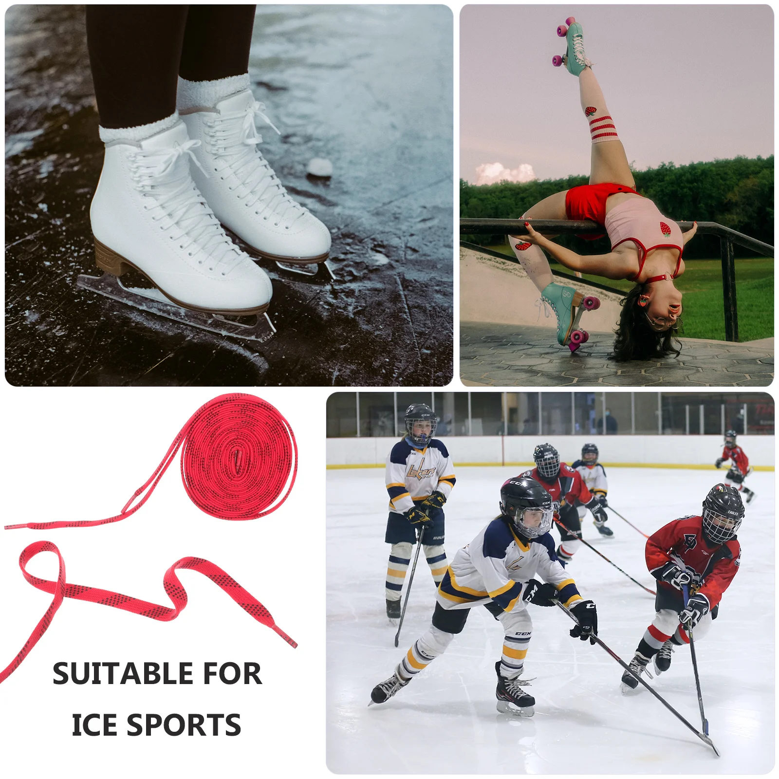 1pcs 1 Pair Ice Hockey Laces High-Strength Polyester Flat Shoelaces For Skates Sneakers Roller Skates Sports Shoe Replacement