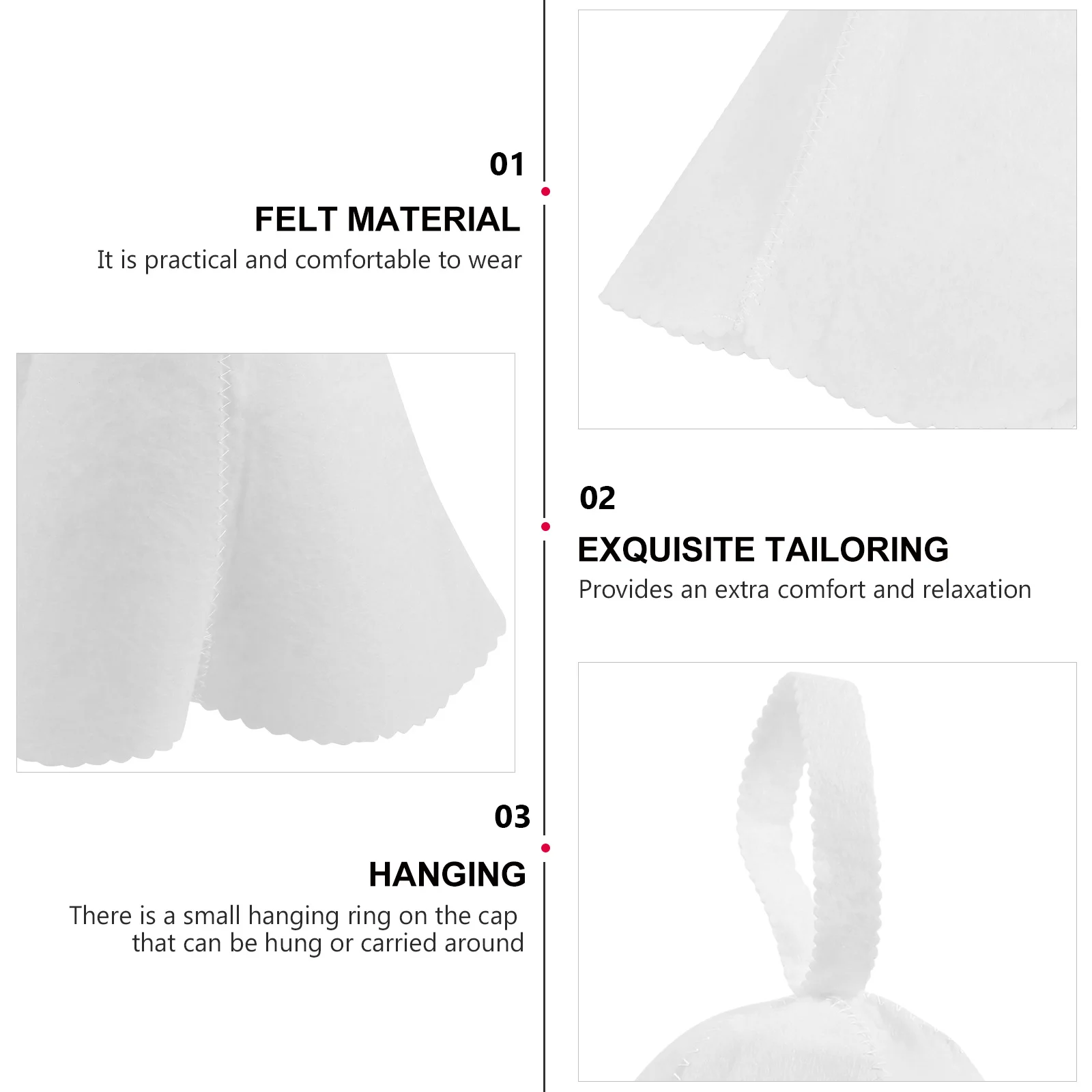 

4Pcs Sauna Hats Felt Moisture Absorbing Bath Caps Hot Steam Room Hair Drying Cover Protective Headwear for Men Women