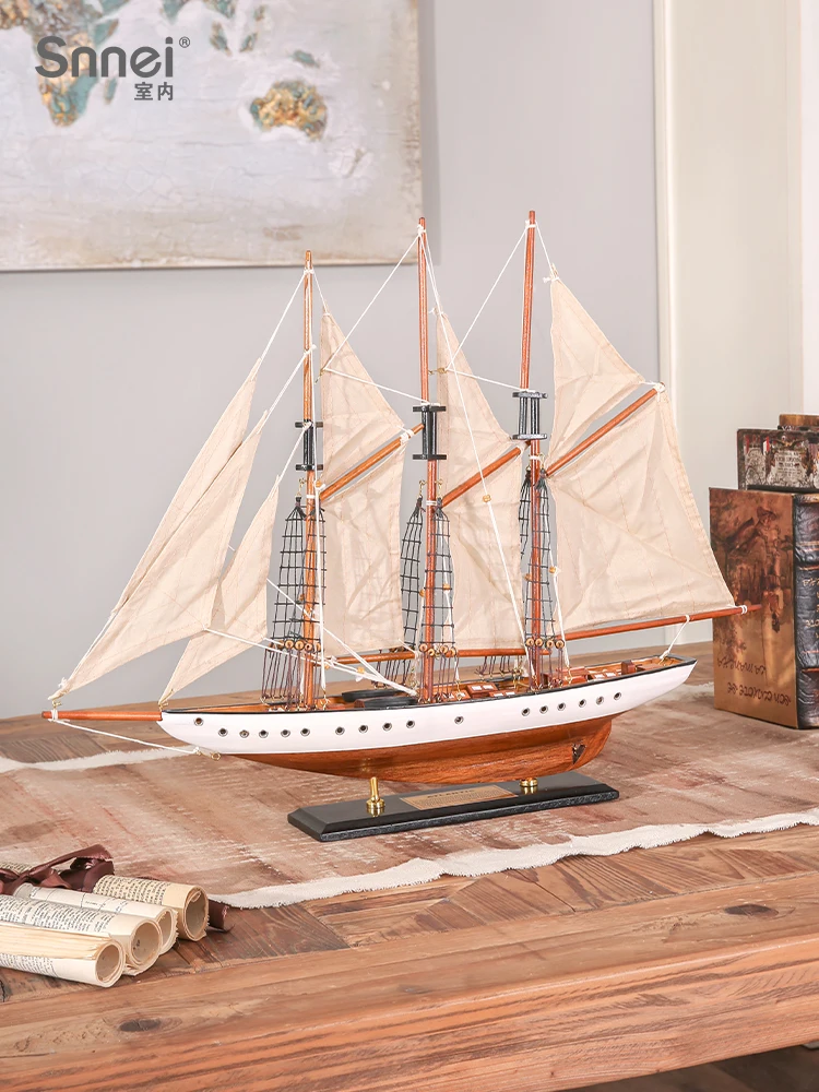 Solid wood sailing boat wooden simulation craft ship model porch desktop home decoration