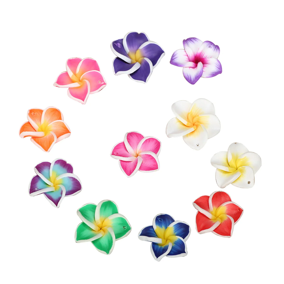 

50 Pcs Plumeria Flower Clips Phone Case Decor Polymer Clay Lucky Bag Flowers Spacer DIY Beads