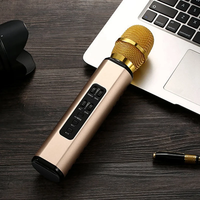 K6 Wireless Bluetooth Microphone Karaoke Mic Handheld Condenser Microphone Dual Speaker Portable Singing Speaker