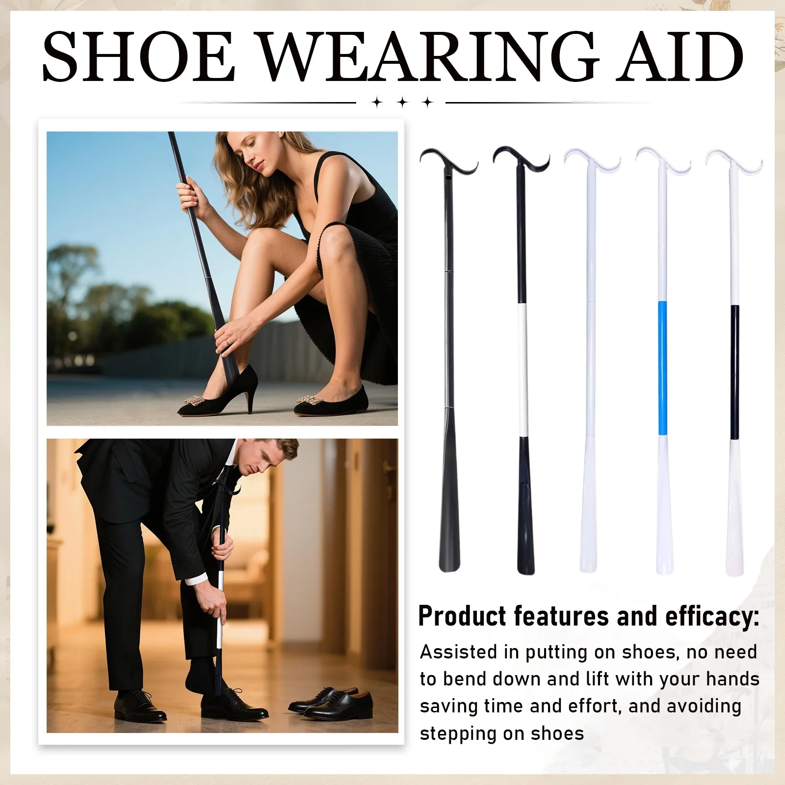 New Shoe Spatula Stainless Steel Long Metal Lifter Shoehorn Luxury Shoe Horn Foldable Shoehorn Portable