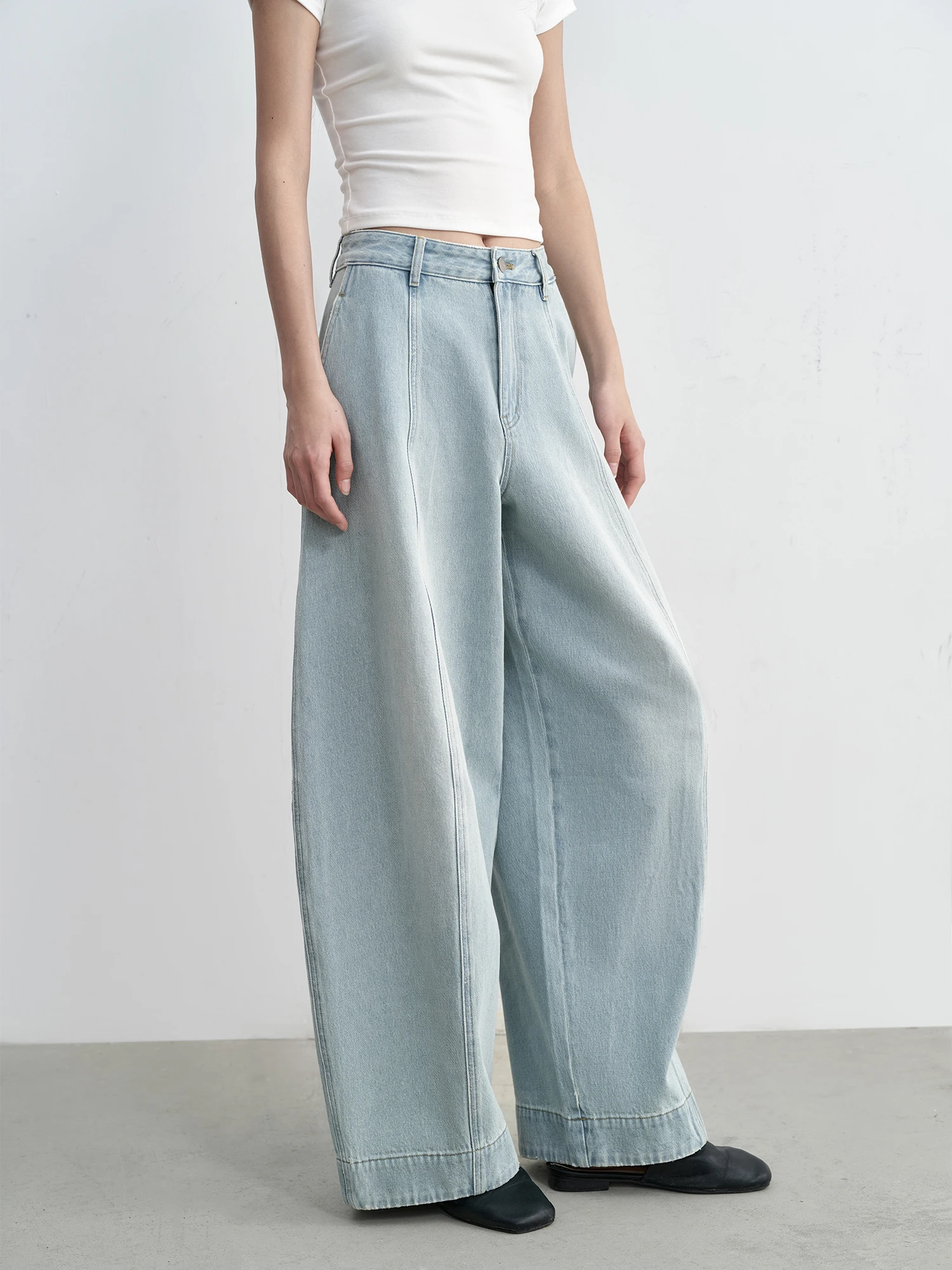 

Comfortable Light Wa Salted Jeans Casual Pants Slimming Versatile Spring Season Ladies Loose Fit l Waist Cotton Denim