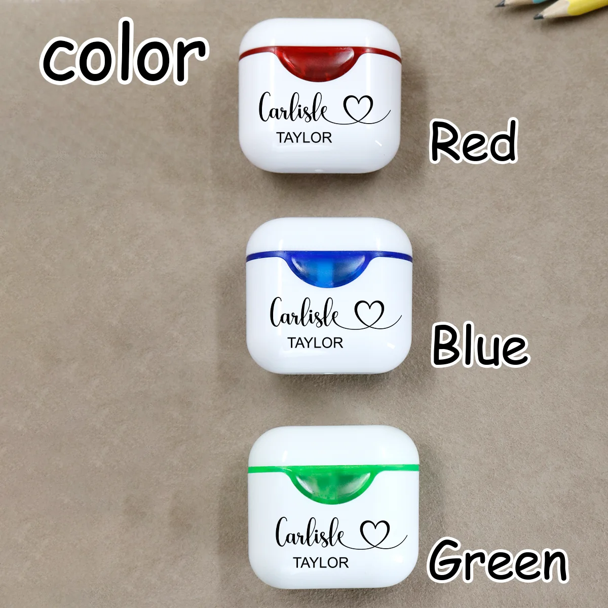 カスタム名入り鉛筆削り、子供用名入れ鉛筆削り、カスタマイズされた両頭手動鉛筆削り