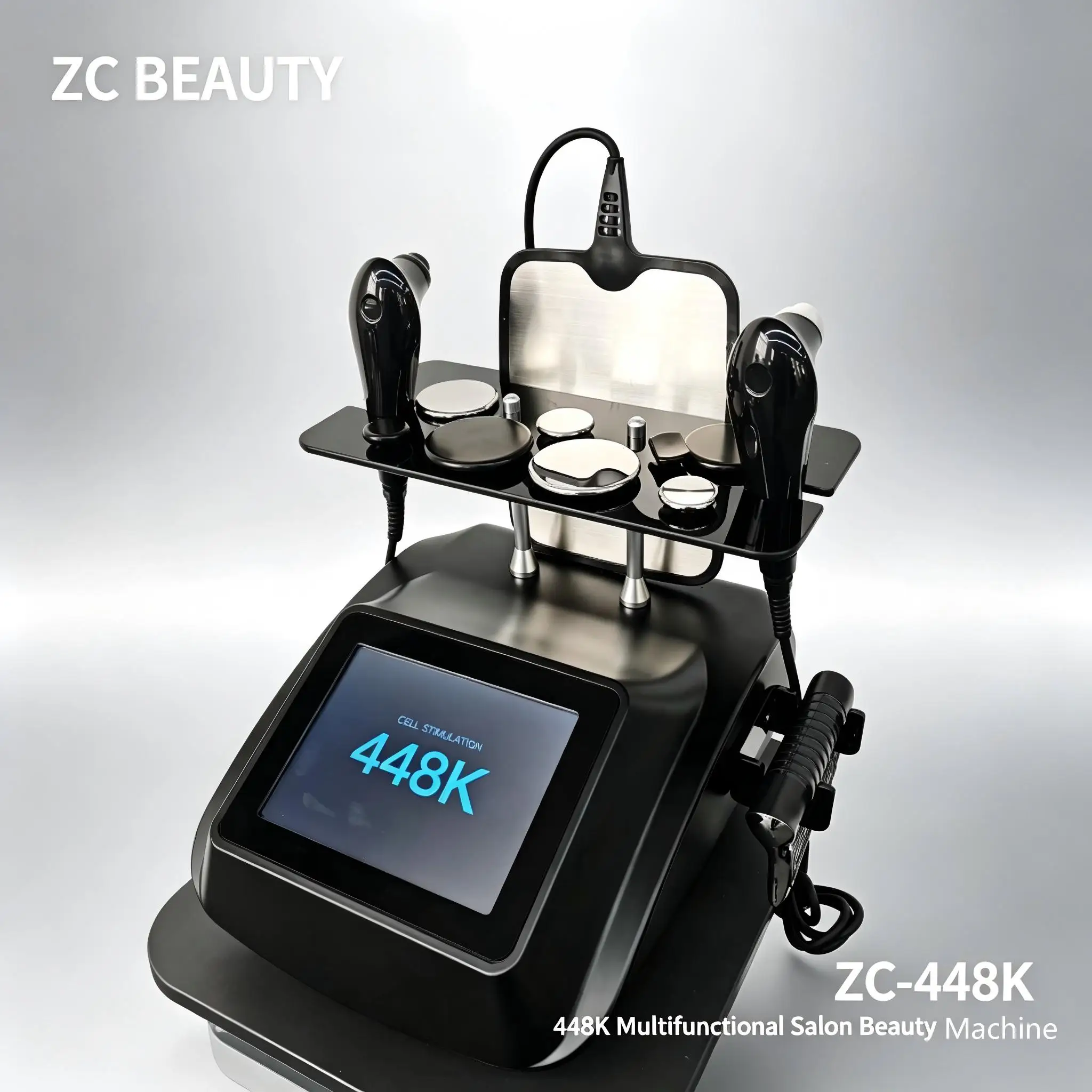 ZC‑448K Professional Salon Beauty Device Dual Handpieces Multiple Electrodes Pads Complete Accessory Kit for Beauty SPA