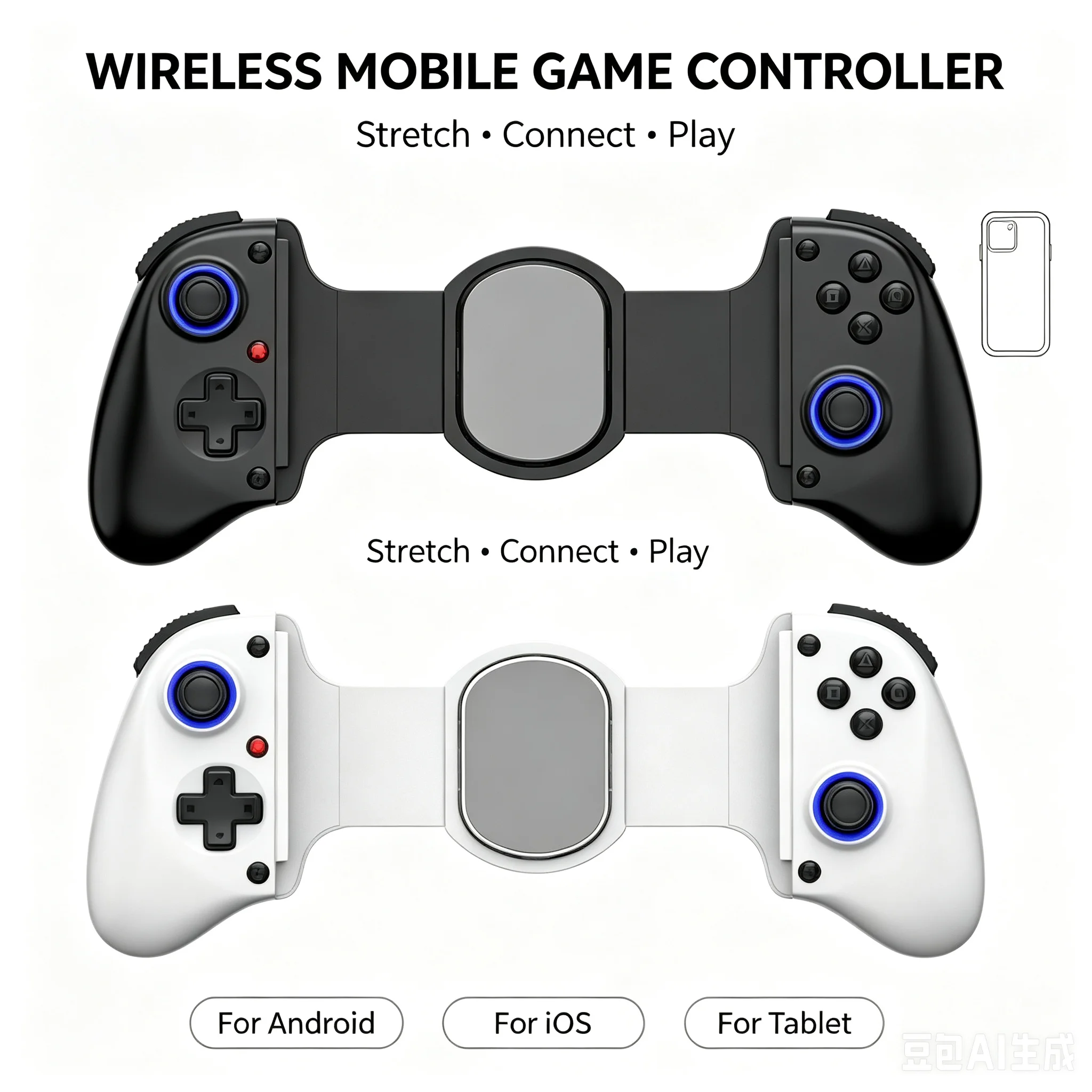 D11 Bluetooth Mobile Game Controller for Switch/iOS/Android/Tablets Wireless Gamepad- Hall Effect Telescopic Joysticks for PC