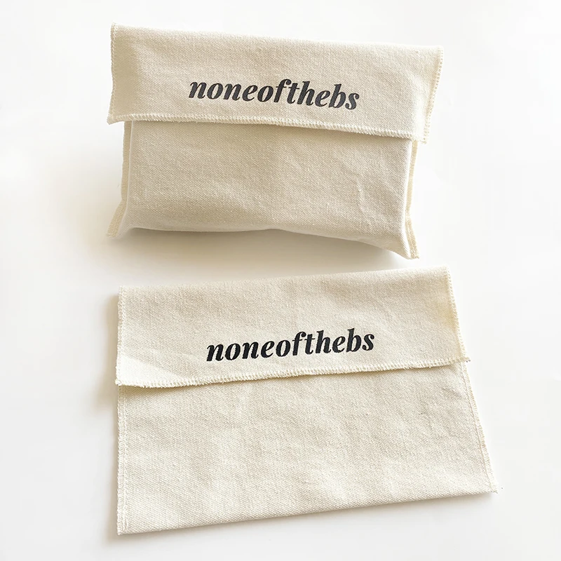 Custom Size Fashion Design Canvas Flap Storage Bags 10x10cm 15x20cm 25x40cm 35x45cm Cotton Towels Dust Pouch